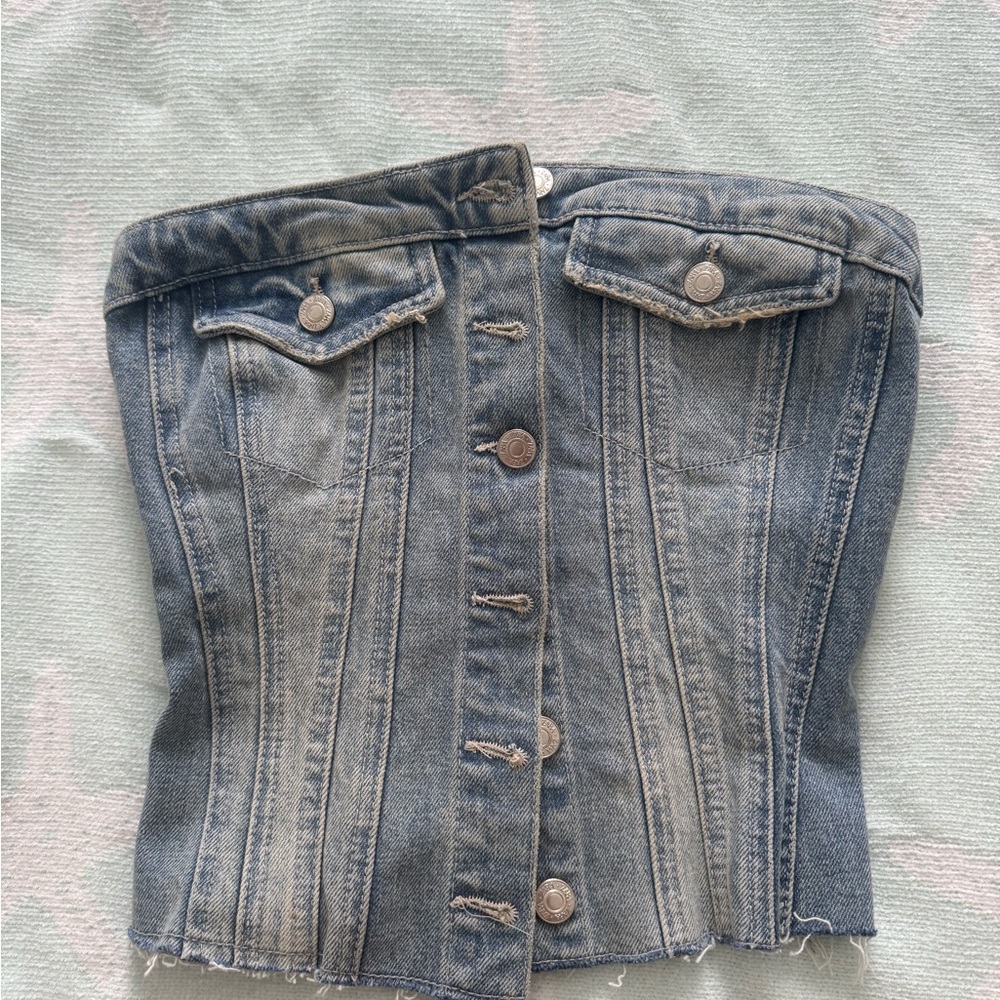 Zara Light Blue Denim Corset Top